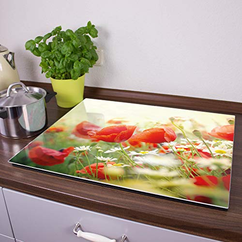 Herdabdeckplatte aus Glas | Herdabdeckung einteilig 60x52cm | Spritzschutz für Ceranfeld oder Induktionsherd | Schneidebrett perfekt für die