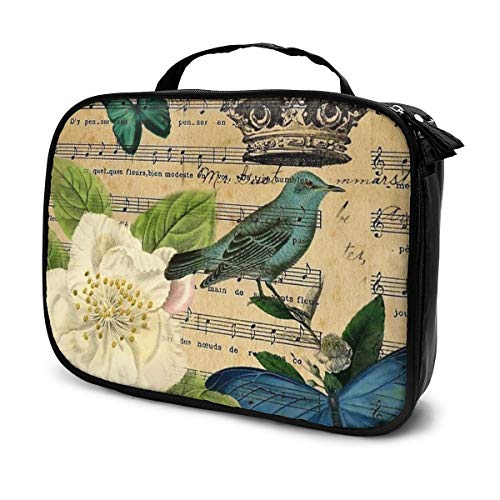 Preisvergleich Produktbild Kosmetiktasche Vogel Schmetterling Weiß Rose Musiknoten Paris Aufbewahrungstasche Tragbar Multifunktionale Tragetasche geeignet für Sport Fitnessstudio Yoga Strand Baden