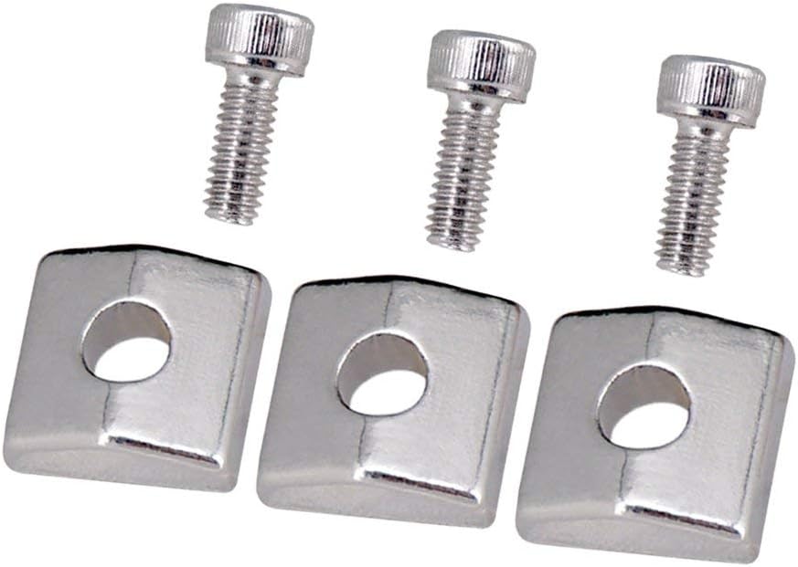 LFDecor 3 Pieces Locking Nut Block and Screws Guitar Cap Suitable for Tremolo Bridge Replacement Part (Silver)