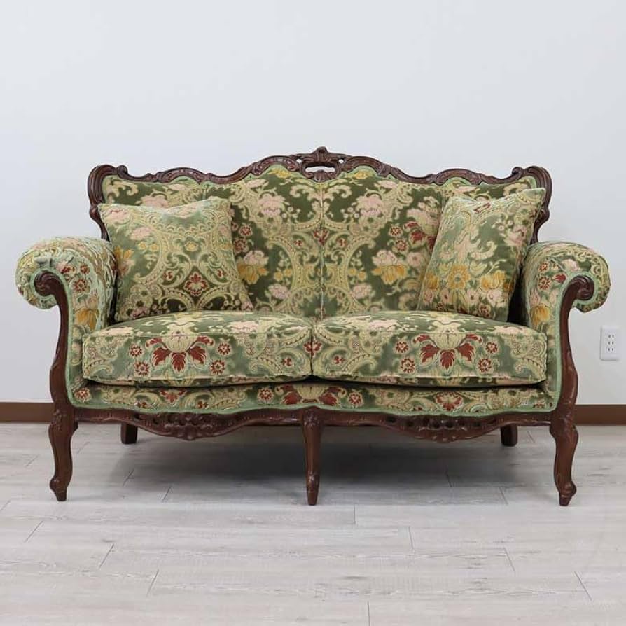 ダブルソファ 2人がけ イタリア グリーン 椅子 122-148 ダブルソファ 2