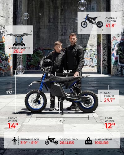 Image of Skeri Electric Dirt Bike for Adults & Teens, 14 inch /12 inch Fat Tire 3200W Motor 37MPH Off-Road EBike, 48V 21Ah Battery Hydraulic Disc Brakes Dual Suspension IPX5 Waterproof, Fit for Age 13+ -Blue