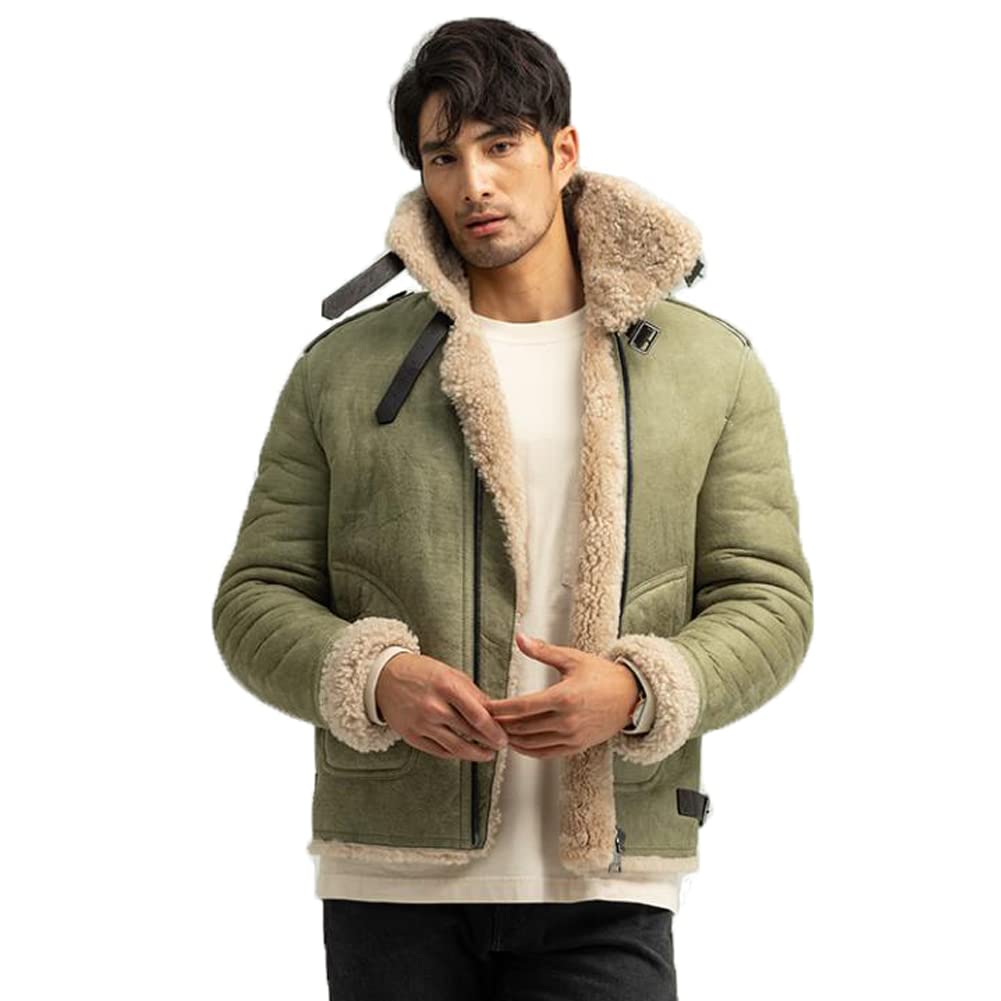 Amazon | [Denny&Dora] メンズ ムートン ジャケット メンズ B3