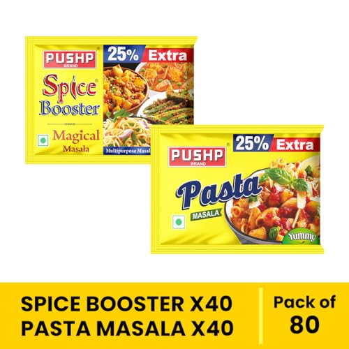 Image of Pushp Brand Spice booster 300gm and pasta Masala 300gm combo, (Pack of 40 Each), Natural Herbs, Seasonings | Exotic Spices