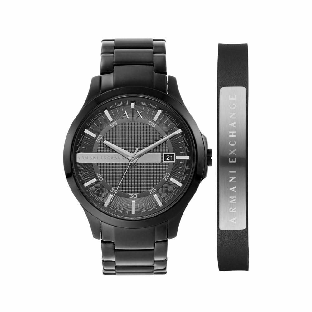 Armani Exchange Herren Schwarz,Schwarz Kleid Schwarz Stahlarmband Uhr
