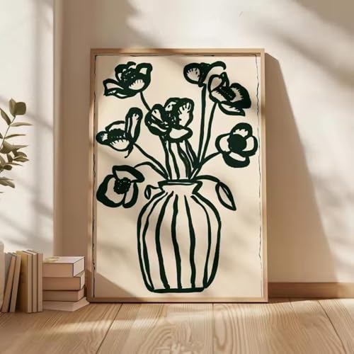 Tableau bouquet noir et blanc affiche moderne en toile 60x90cm pour salon