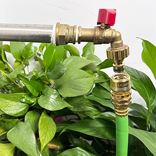 Hqmpc Garden Hose Quick Connect Lead Free Solid Brass Quick Connector Garden Hose Fitting Water Hose Connectors 3/4 Inch Ght (2 Sets) #TOP5