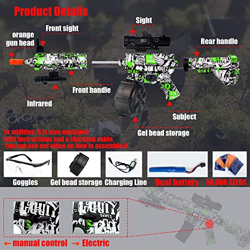 Large Splatter Ball Blaster Toys Kit, Gel M416 With Drum And 50000 Gel Ball, Two Modes Electric Gel Ball Blaster Automatic And Manual, Orby Blaster For Adults And Gel Kids With,12+ #TOP3