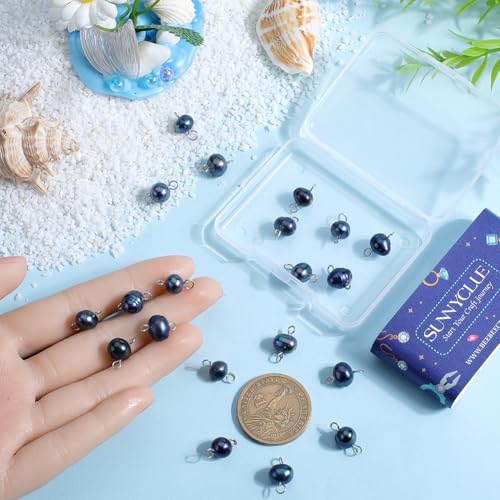 Connecteur de perles d'eau douce bleues pour création bijoux de luxe