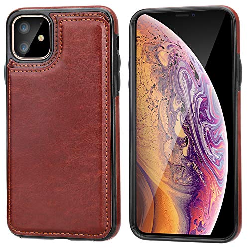 Capa carteira para iPhone 11 com suporte para cartão, OT ONETOP de couro PU com compartimentos para