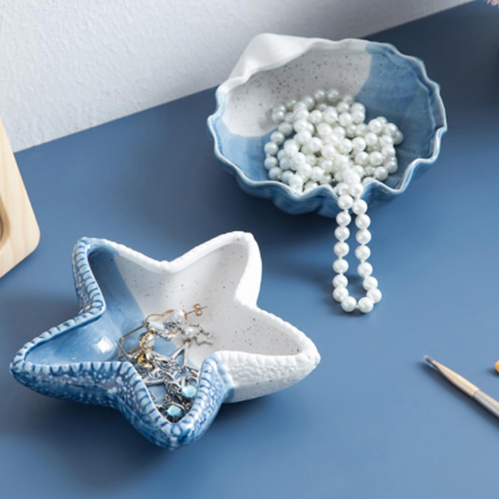 LIFKOME Sea Star Shape Ceramic Jewelry Dish Storage Tray for Keys and Trinkets Nautical Home Decor Organizer 5.9 Inch - Image 4