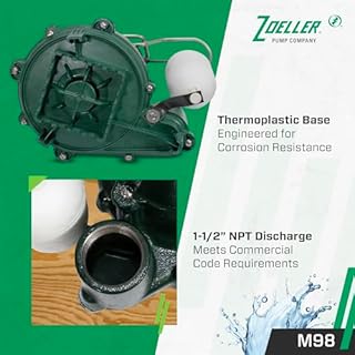 Zoeller 98-0001 1/2 HP 72 GPM 1-1/2-Inch Discharge M98 Flow-Mate Cast Iron Automatic Sump Pump with Vertical Float Switch