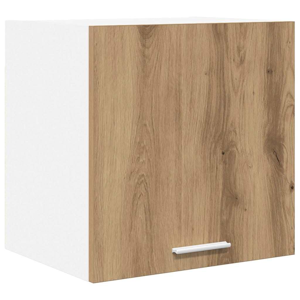 Armadietto pensile Riga, set di 2 pezzi, 40 x 31 x 40 cm, rovere Artisan, bianco, materiale in legno, moderno e durevole, per cucina, sala da pranzo, ufficio
