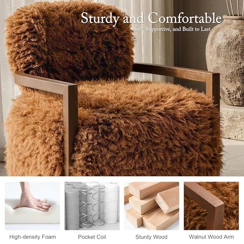 Sillón Plegable Pelo Largo Marrón miniatura 5