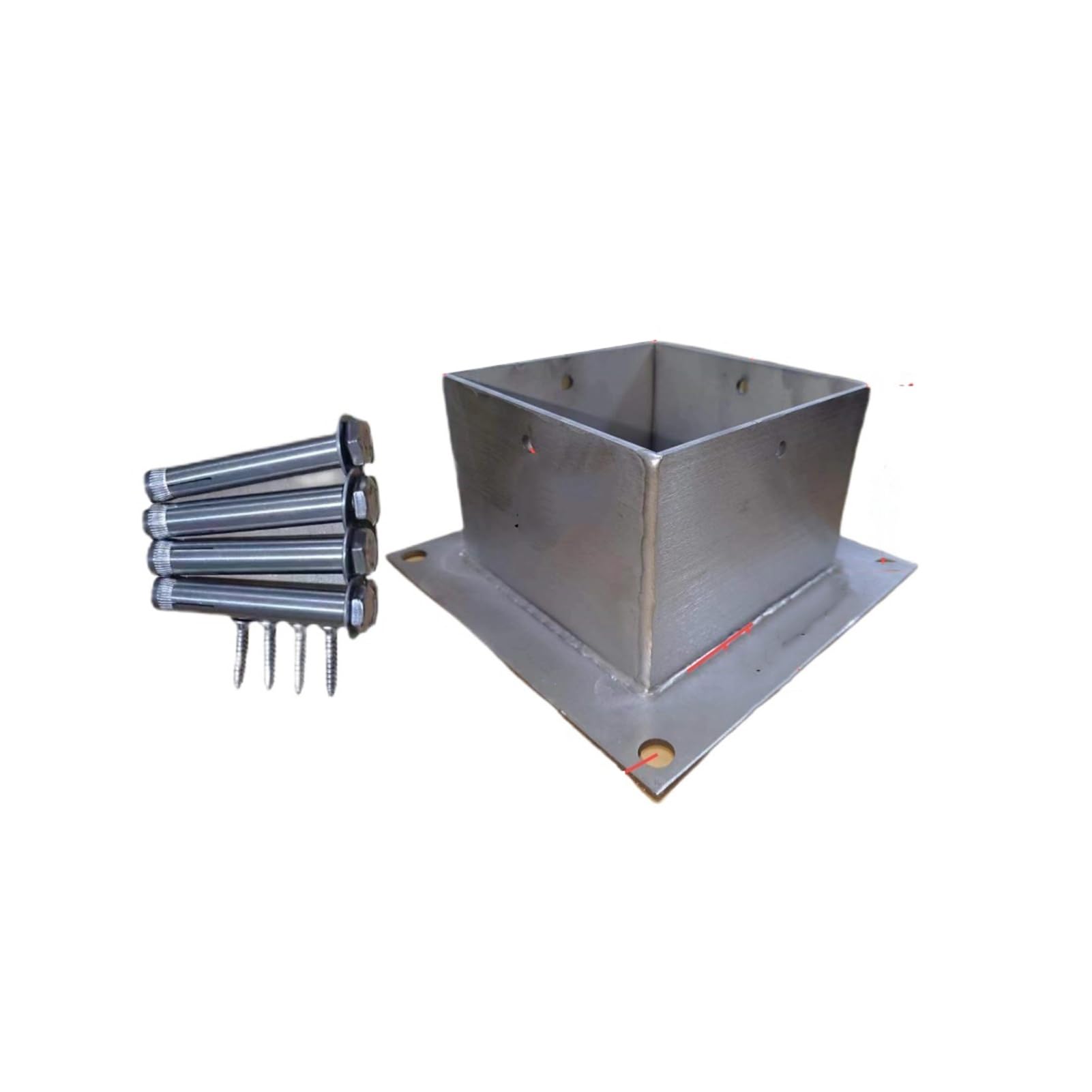 Poteau de clôture stable grâce à cette embase inox durable pour pergola et patio