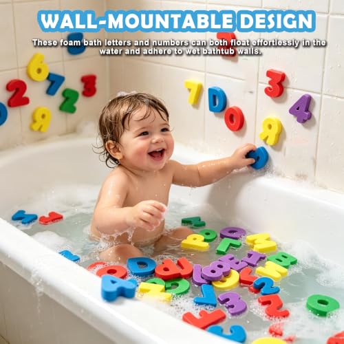 QIDIWIN 36 Pcs Foam Bath Letters & Numbers, Floating Alphabet ABC Tub Toys, Educational Soft Bath Toys for Baby Toddlers Kids Boys Girls, Easy Clean Quick Dry for Tub Pool Bathroom - Image 2