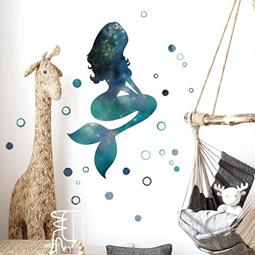 Vinilo Decorativo Sirena Cielo Estrellado Verde miniatura 1