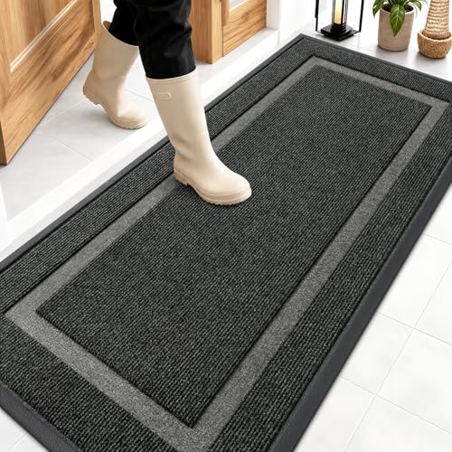 OLANLY Front Door Mat Outside 59x23, All-Season Heavy-Duty Rubber Doormat