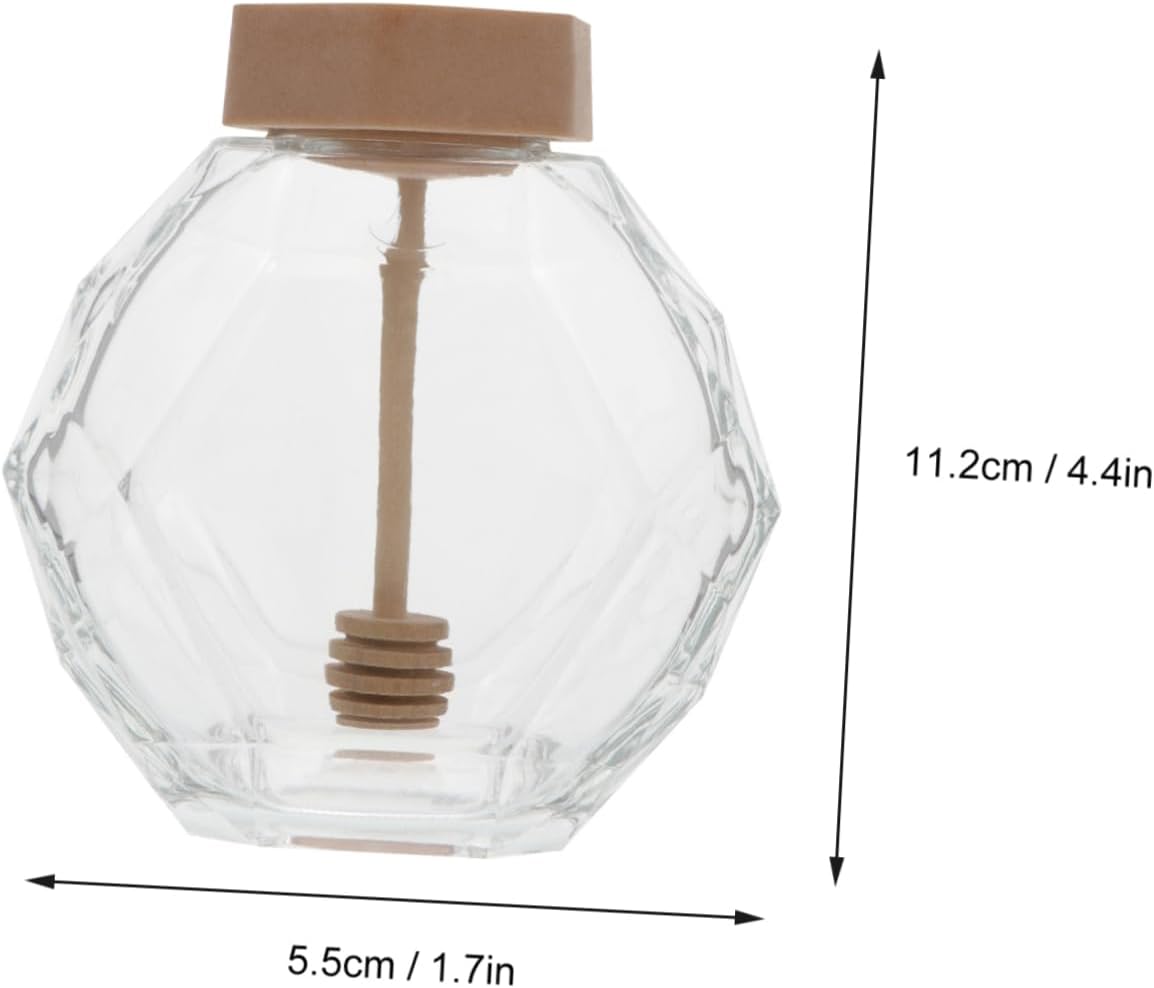 2pcs Honey Dipper Stick and Jar Sealing Glass Honey Jar Lid Easy to Clean