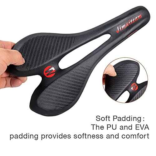 Jimaiteam Carbon Fiber Road Bike Saddle With Soft Eva Leather Cover, Cushion Lightweight Comfortable Bicycle Seat For Road Bike And Mountain Bike #TOP2