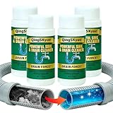 4 Pack Fast Acting Drain Clog Remover | Heavy Duty Drain Cleaner Powder | for Slow Running and Clogged Drains | for Bathroom Shower Sink Bathtub and Kitchen Sink | Suitable for Daily Maintenance