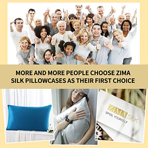 Zimasilk 100% Mulberry Silk Pillowcase For Hair And Skin Health,Soft And Smooth,Both Sides Premium Grade 6A Silk,600 Thread Count,With Hidden Zipper,1Pc (King 20''X36'',Peacock Blue) #TOP5