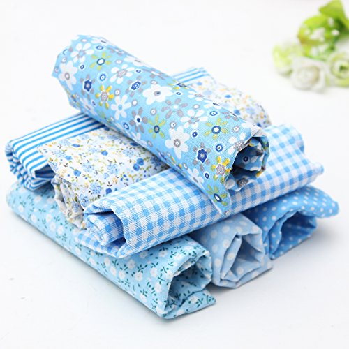 king do way Telas de Algodón Impresas para la Costura a Tela para Bricolaje / Artesano / Hecho a Mano, Telas Patchwork Cuadrados ?Azul Claro?