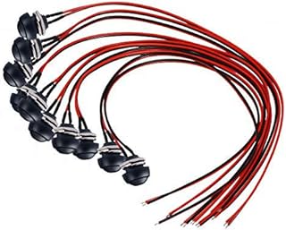 DONJON Momentary Push Button Switch,SPST 2Pin ON/OFF Waterproof Push Button Horn Switch with Pre-soldered 20AWG Wires for Car, PC, Table Lamp (10Pack Black)