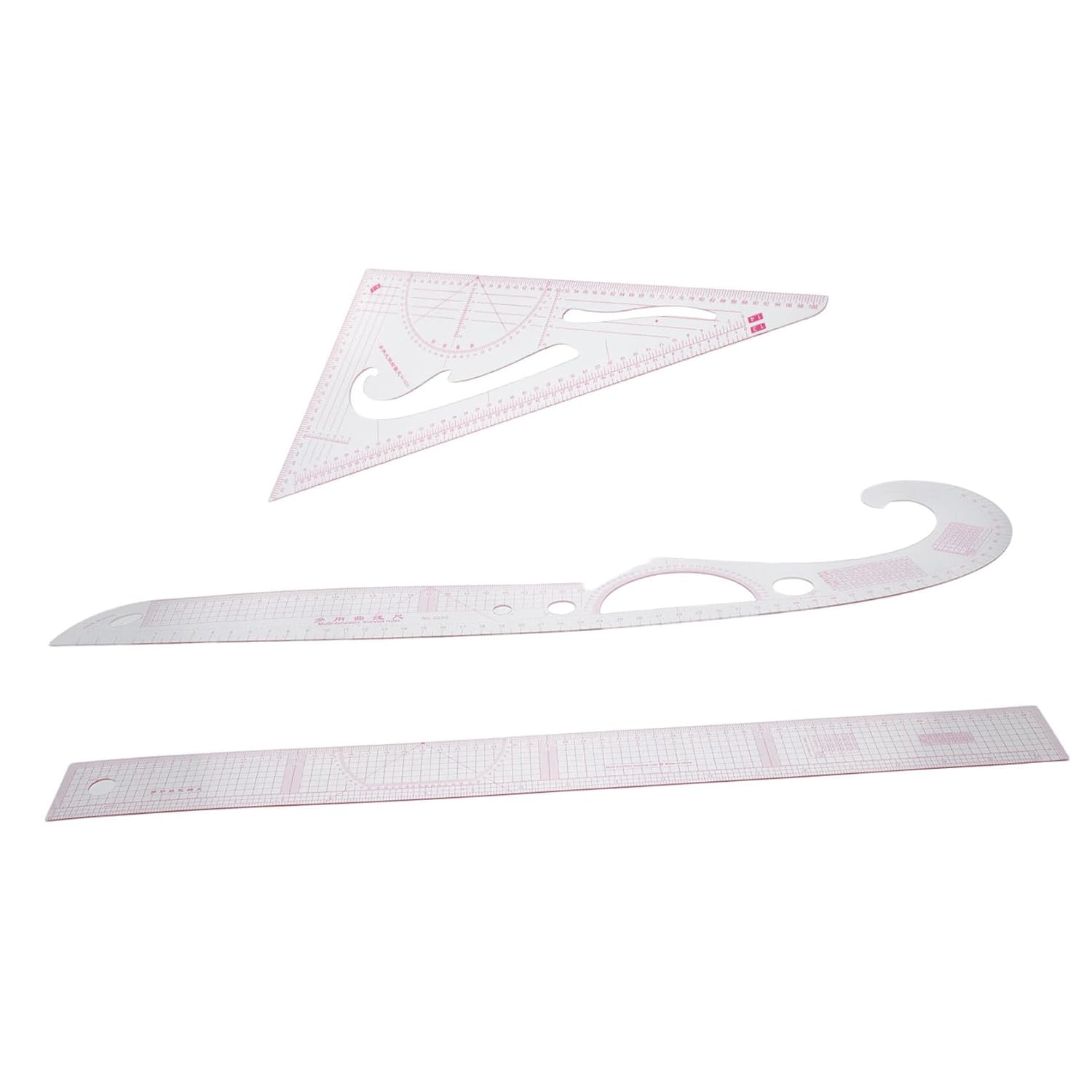 3pcs Sewing Rulers Set for Garment Pattern Making with French Curve and Cutting Template, Plastic Tailor Tools for Beginners and Dressmakers, Precise Clothing Crafting in Sewing