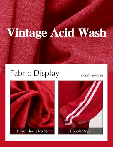 Iwing Men's Double Striped Hoodie Oversized Acid Wash Hoodies Heavyweight Fleece Sweatshirt Casual Coat Men Women Winter 5