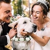 NICENEEDED 3 Pcs Dog Wedding Collar Flower Set, Pearls Beaded Pet Leash Wedding Ring Bearer Wedding Ring Holder, Pouch Box Adjustable Dog Neck Bow Tie for Pet Wedding - Image 6