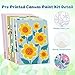 Louise Maelys Pre Drawn Canvas to Paint - 12 Packs Floral Theme Pre-Stretched Canvas Panels (5x7 inch),Pre Printed Painting Canvas Kit for Beginners