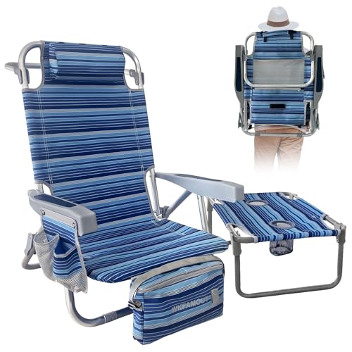 WKFAMOUT Rucksack Strandstuhl Klappbar mit Klapptisch 5 Position Verstellbarer Rückenlehne Niedrig Campingstuhl Gartenstuhl Klappstuhl mit Kühltasche Getränkehalter für Strand Garten Navy WKFAMOUT Rucksack Strandstuhl Klappbar mit Klapptisch 5 Position Verstellbarer Rückenlehne Niedrig Campingstuhl Gartenstuhl Klappstuhl mit Kühltasche Getränkehalter für Strand Garten Navy