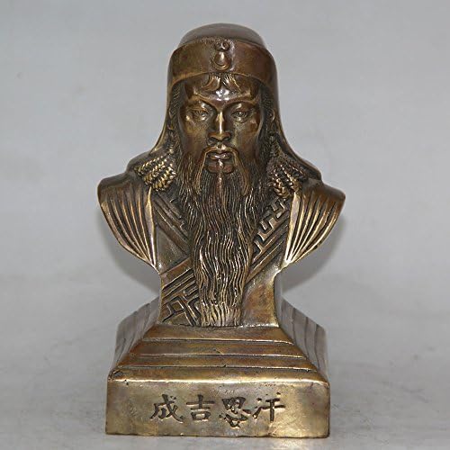 NEFSO Estatua de Busto de Genghis Khan de Bronce Puro de China Ta...