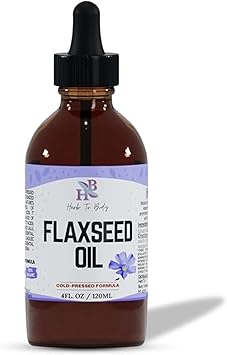 Herb To Body Organic Flaxseed Oil 4 oz, Rich in Omega 3 Fatty Acids for Hair Care & Skin Care Support, Versatile Natural Moisturizer with Cold-Pressed Flaxseeds