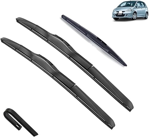 Escobilla de limpiaparabrisas delantera y trasera compatible con Honda Fit Jazz MK1 2001-2008, accesorios de cortador, gancho J 2002, 2003, 2004,