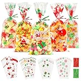 🎅【Large Application】 les sacs en cellophane ne sont pas seulement adaptés pour une utilisation à domicile, les sacs à biscuits de Noël peuvent contenir divers petits objets tels que des cadeaux, des bonbons, des biscuits, des sucettes, des collations, des chocolats, etc. Idéal pour les articles de Noël et les articles de fête, les anniversaires, les mariages, les promotions et autres célébrations.
