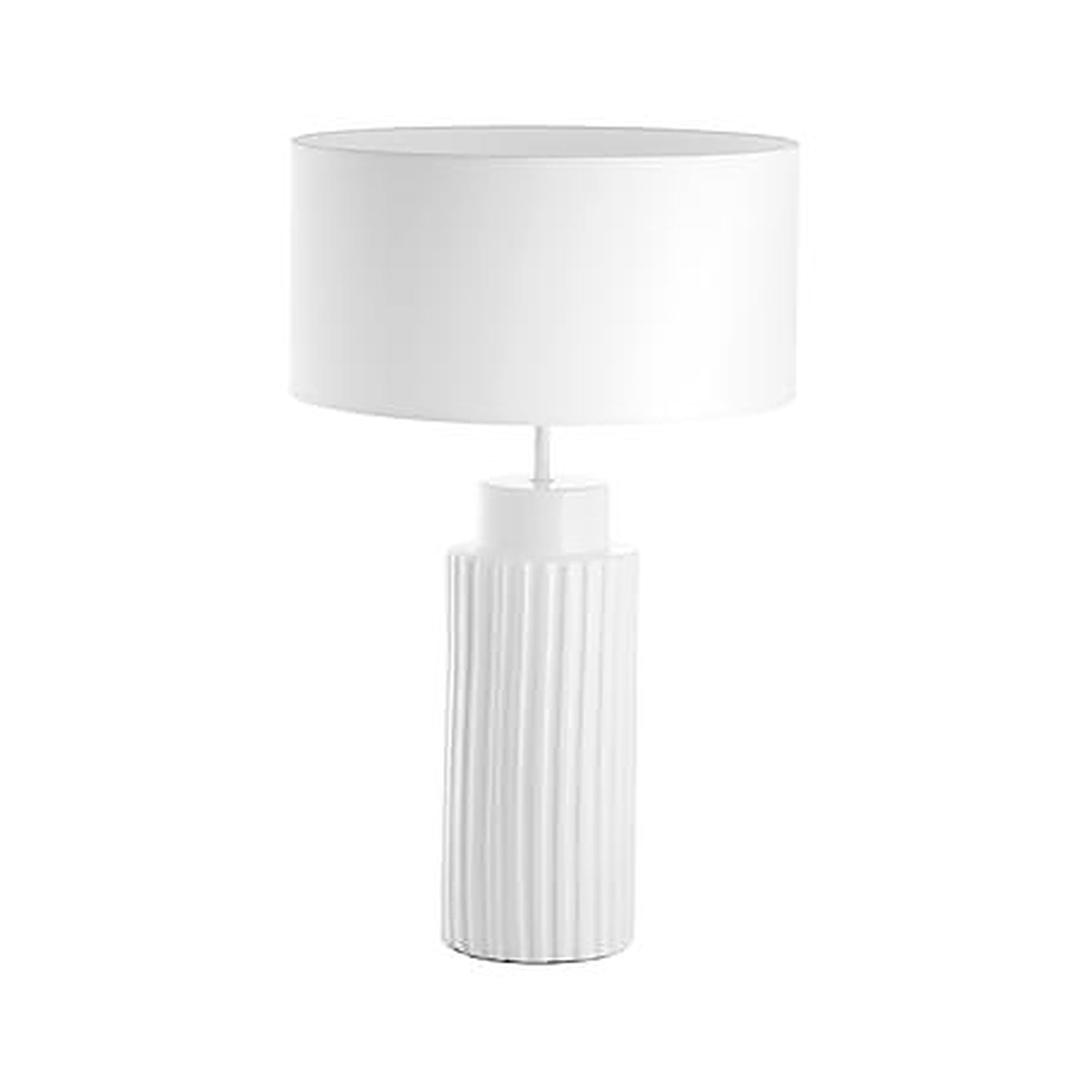 Novolux Lighting CERAMIC Lámpara de Mesa E27 15W Blanca | Pantalla de Algodón Blanco, Base de Cerámica, Diseño Clásico, Para Dormitorio, Salón y Zona de Lectura