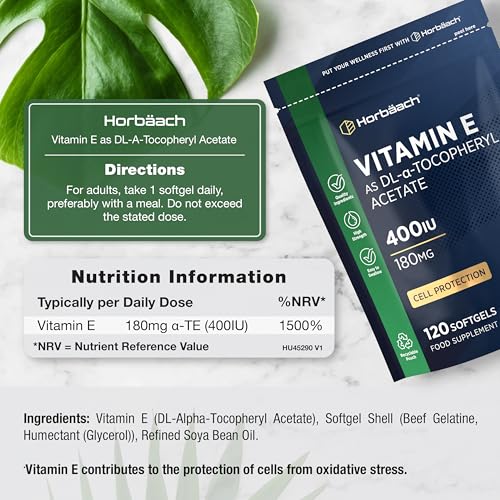 Vitamin E Capsules 400iu | 120 Softgels (4 Months Supply) | Highly Absorbable VIT E as Alpha Tocopheryl Acetate | High Strength Cell Protection from Oxidative Stress | Easy to Swallow | By Horbaach - Image 3