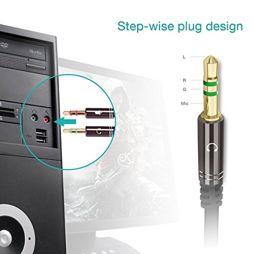 Kingtop 【2 Pack】 Splitter Cuffie Microfono a 4 Pin da 3.5mm a Dual 3.5mm a 3 Pin Femmina - Maschio Spinotto Jack 3.5 Maschio Spinotto Audio per PC