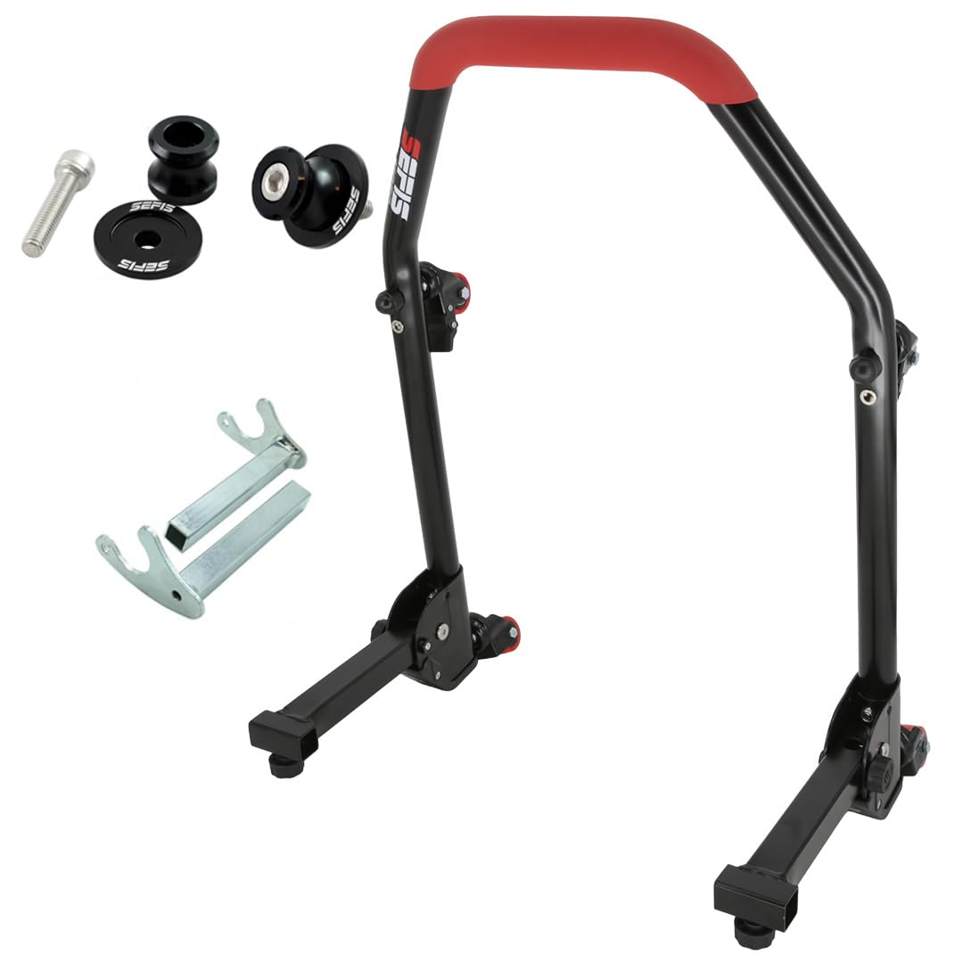 SEFIS M20U - Juego de soporte para motocicleta + bujes prisma M8 para rueda trasera, elevador de moto, soporte de servicio trasero plegable (para BMW S1000RR / R/XR M1000RR / R/XR)