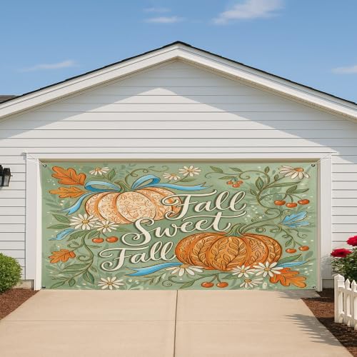 Decoración de otoño para puerta de garaje Fall Sweet Fall grande exterior de 157 x 71 7