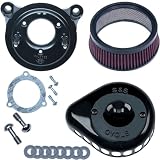 S&S Cycle Gloss Black Mini Teardrop Stealth Air Cleaner Kit Compatible for Harley Davidson FLHR Road King 2008-2010