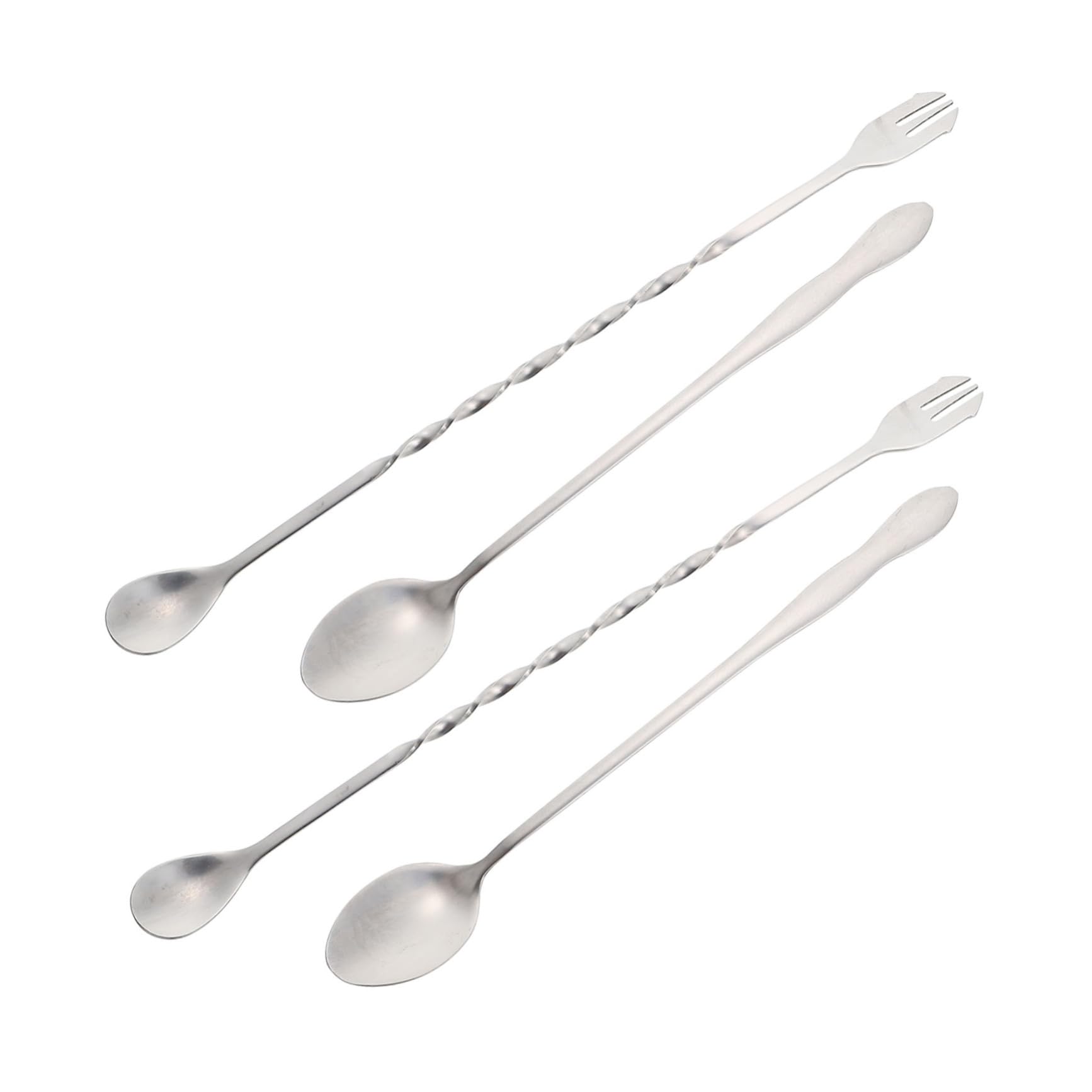 Mikinona 4pcs Cocktail Spoon Honey Stirring Spoons Beverage Stirrer Cocktail Shaker Spoon Lint Nail Wipes Drink Yogurt Bar Mixing Spoon Stainless Steel Stir Stick Household re-usable