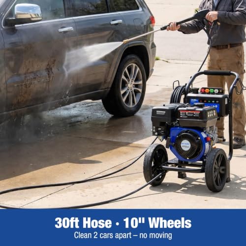 Image of BILT HARD 3500 PSI 2.6 GPM Gas Pressure Washer, 212cc 4-Stroke OHV Engine, Heavy-Duty Power Washer with Spray Gun & Wand, 5 Quick-Connect Nozzle Tips and 30 Ft Steel Braided Hose