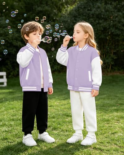 Image of Cromoncent Kids Varsity Baseball Jacket Colorblock Bomber Coat Unisex Boys Girls School Outwear, 18 Months - 14 Years