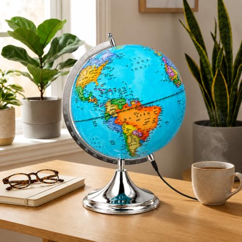 Image of Educational World Globe for stunets and Teachers (12 Inch Illuminated Hindi Language, 8 Inch Dia)