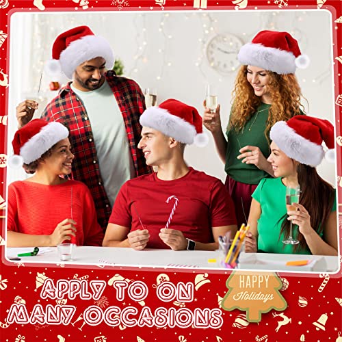 Image of Vicenpal 20 Pcs Santa Hats Bulk Plush Christmas Hats for Adults Women Men Holiday Party Costume(Red)