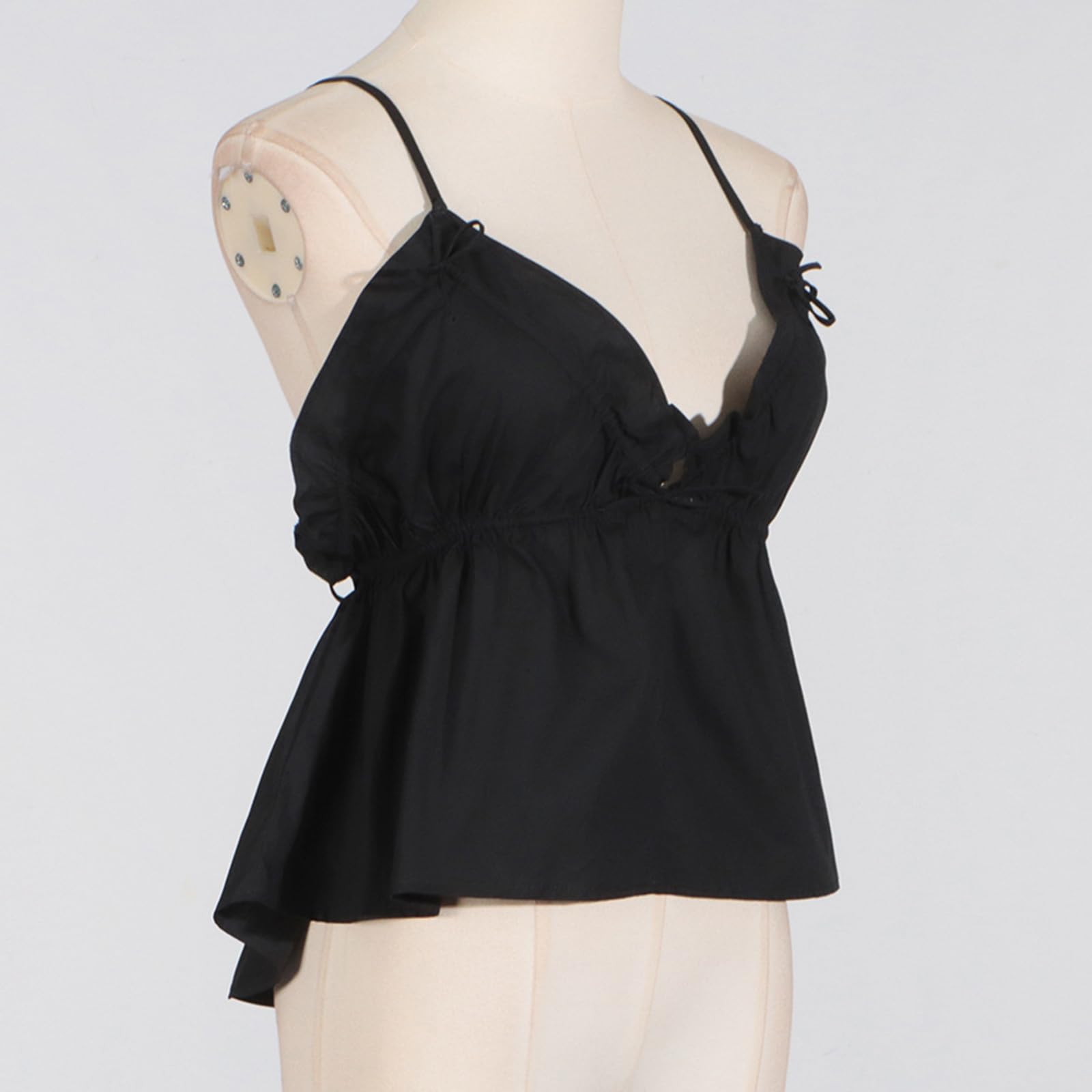 Femmes Sexy Débardeur Spaghetti Bretelles V Col V Sans Manches Sans Manches Cropped Lace Up Cami Top
