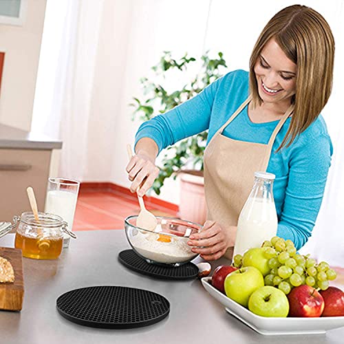 Image of Countertop Protector Heat Resistant Trivets for Hot Pots and Pans - Non-Slip Insulated Heat Pads for Kitchen Counter Black Pack of 6