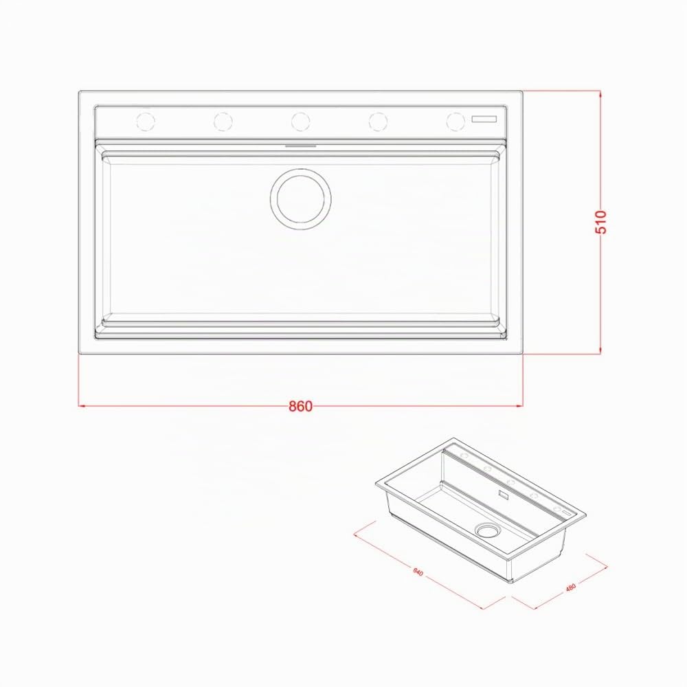Lavello Quareco incasso 1 vasca 86×51 Prime 90 Granito Bianco QLP090BI